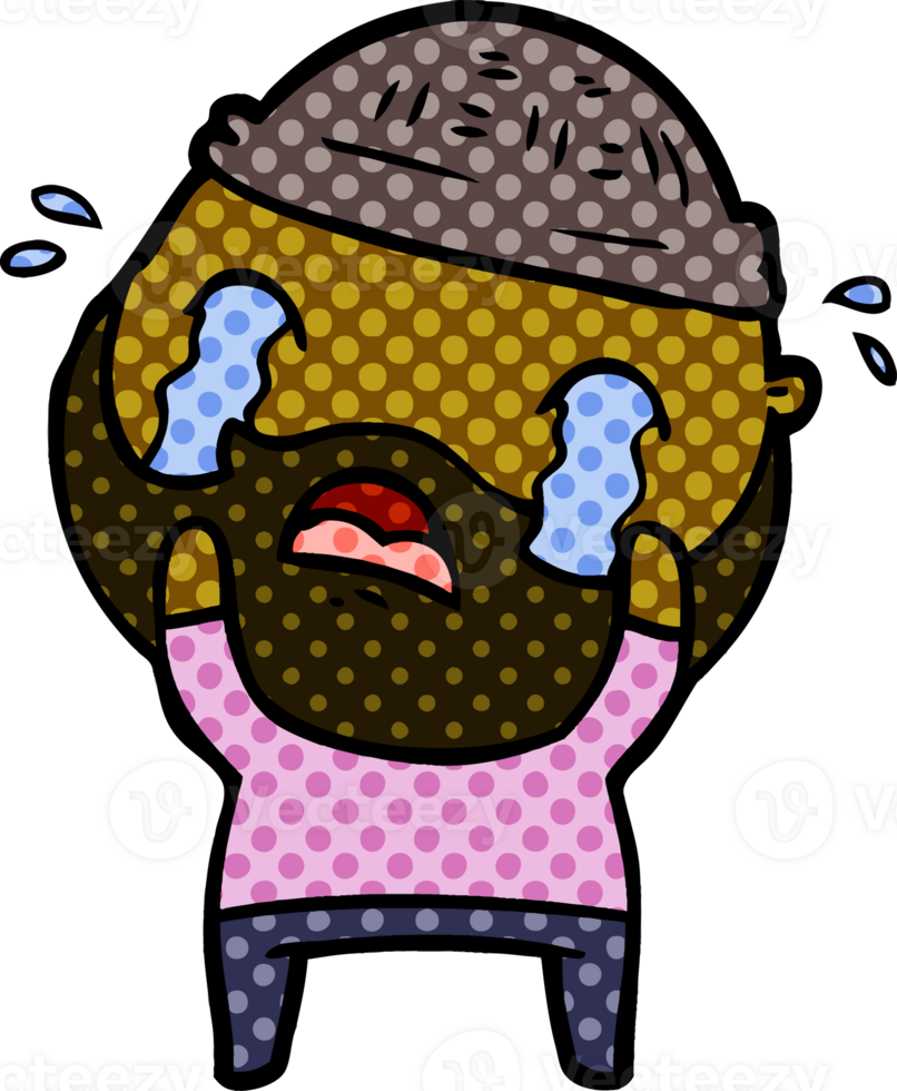 cartoon bearded man crying png