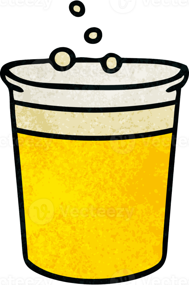 hand drawn quirky cartoon glass of beer png
