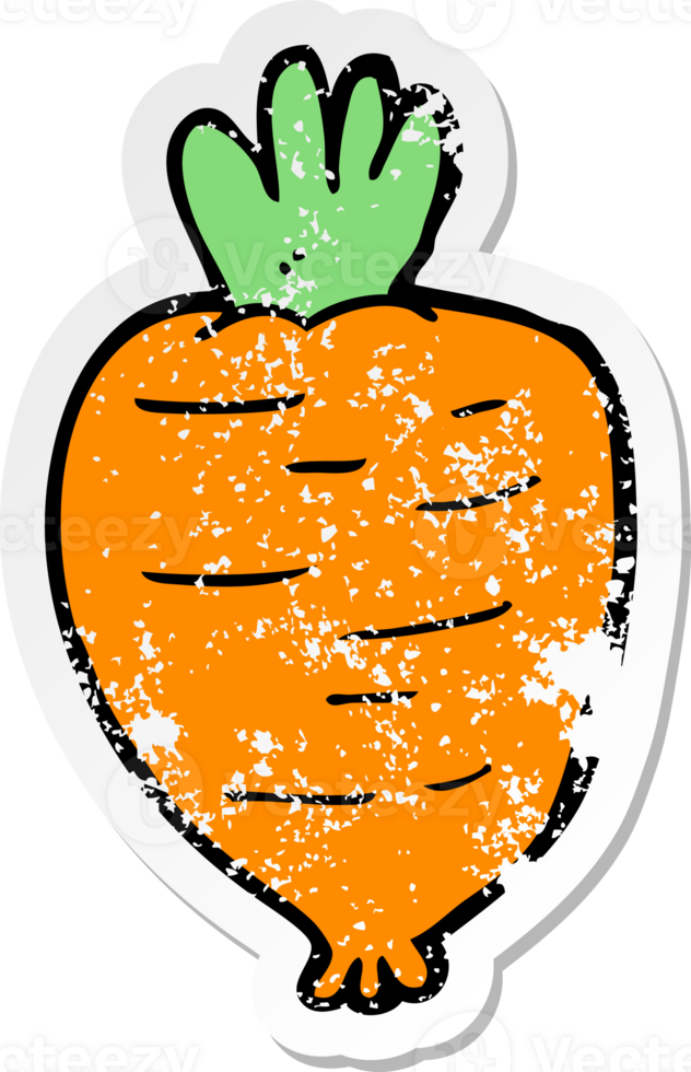distressed sticker of a cartoon root vegetable png