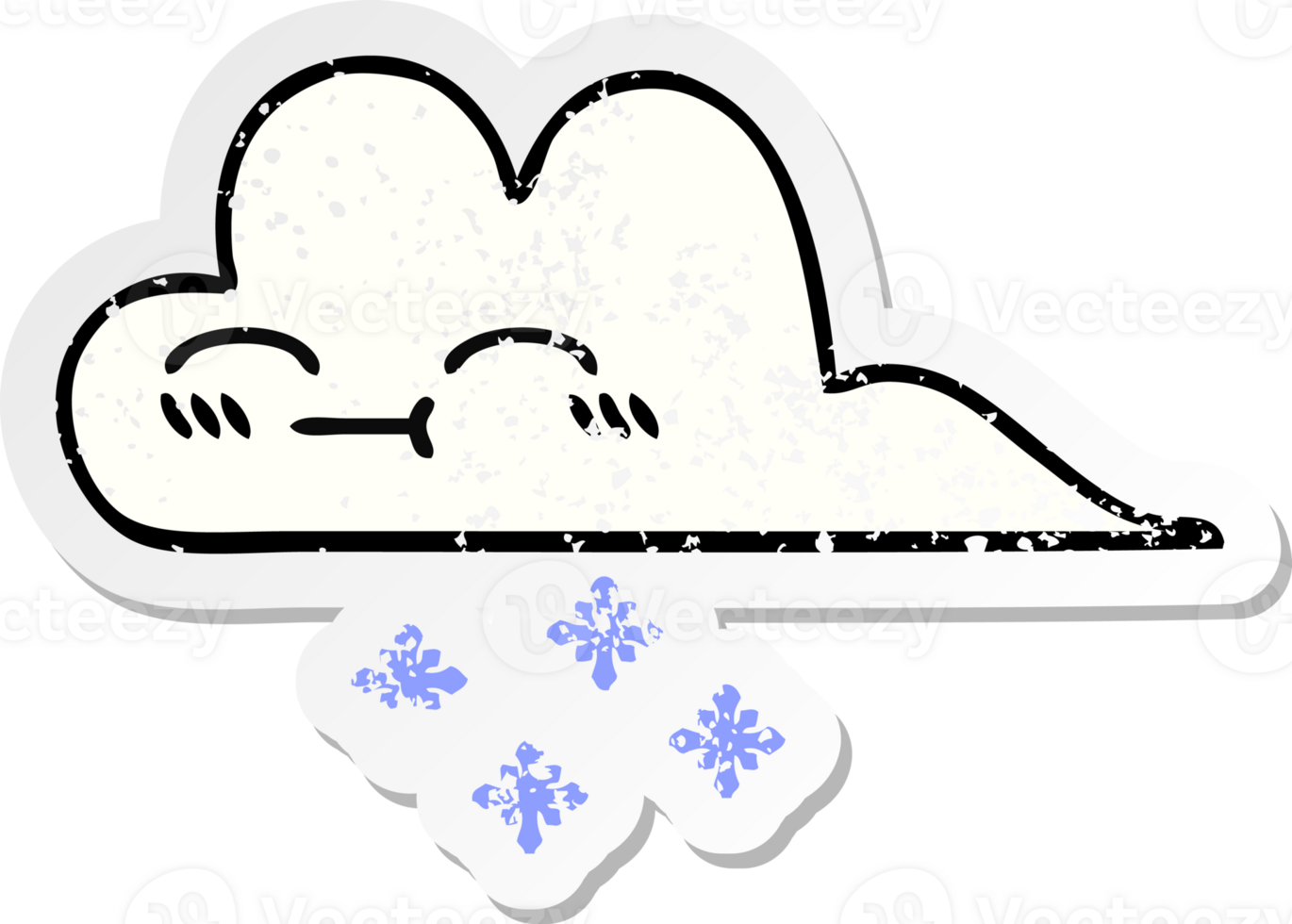 distressed sticker of a cute cartoon snow cloud png