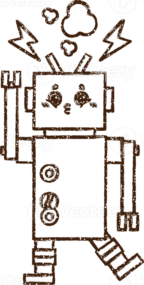 Robot Charcoal Drawing png