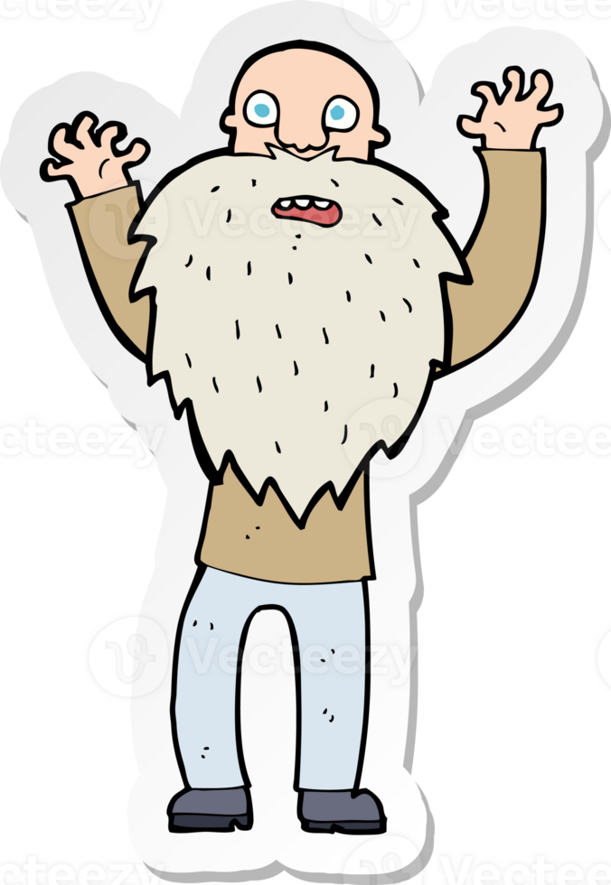 sticker of a cartoon frightened old man with beard png