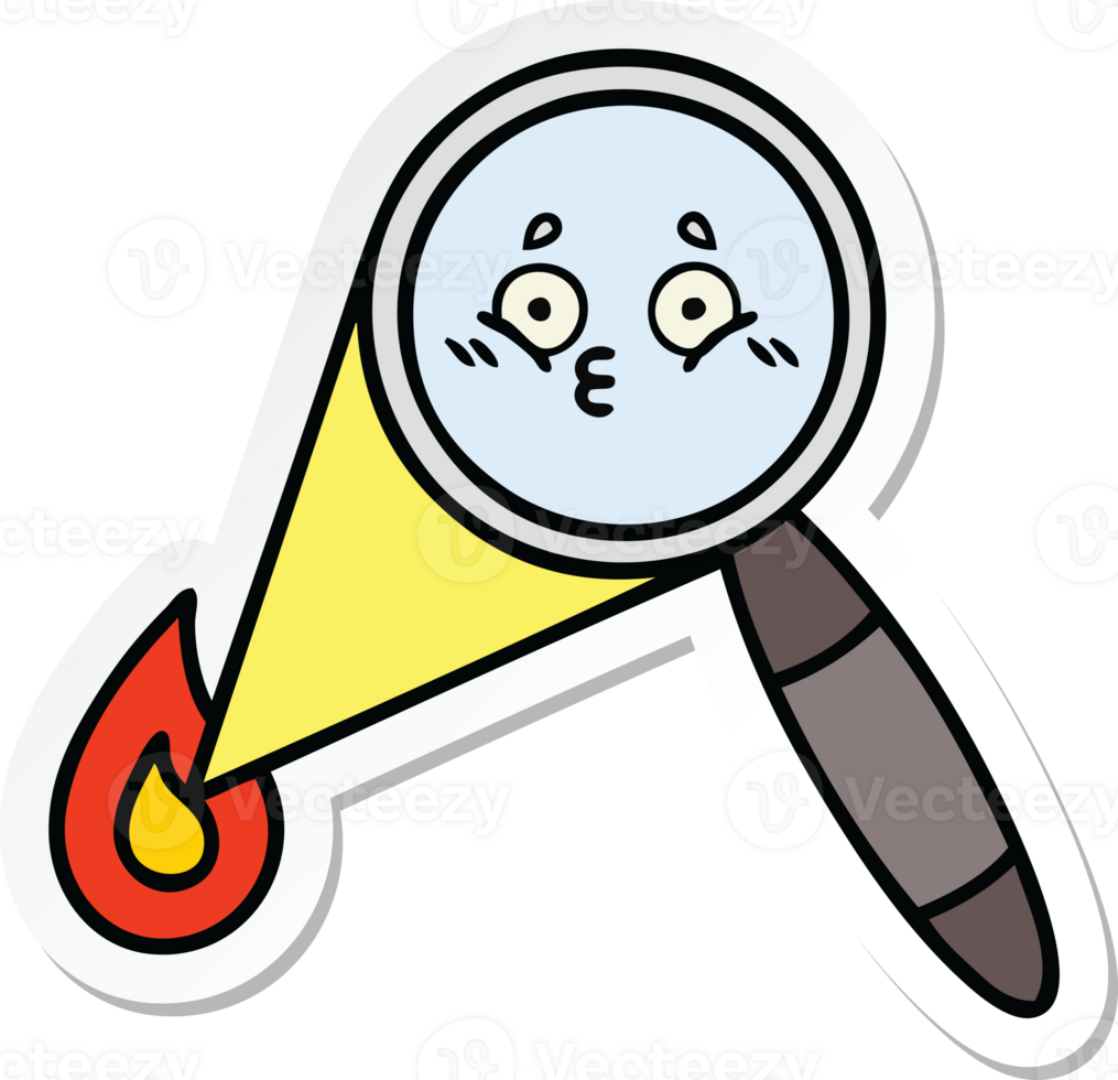 sticker of a cute cartoon magnifying glass png