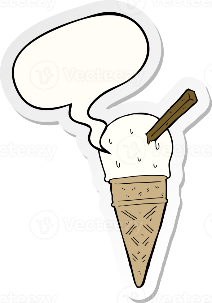cartoon ice cream with speech bubble sticker png