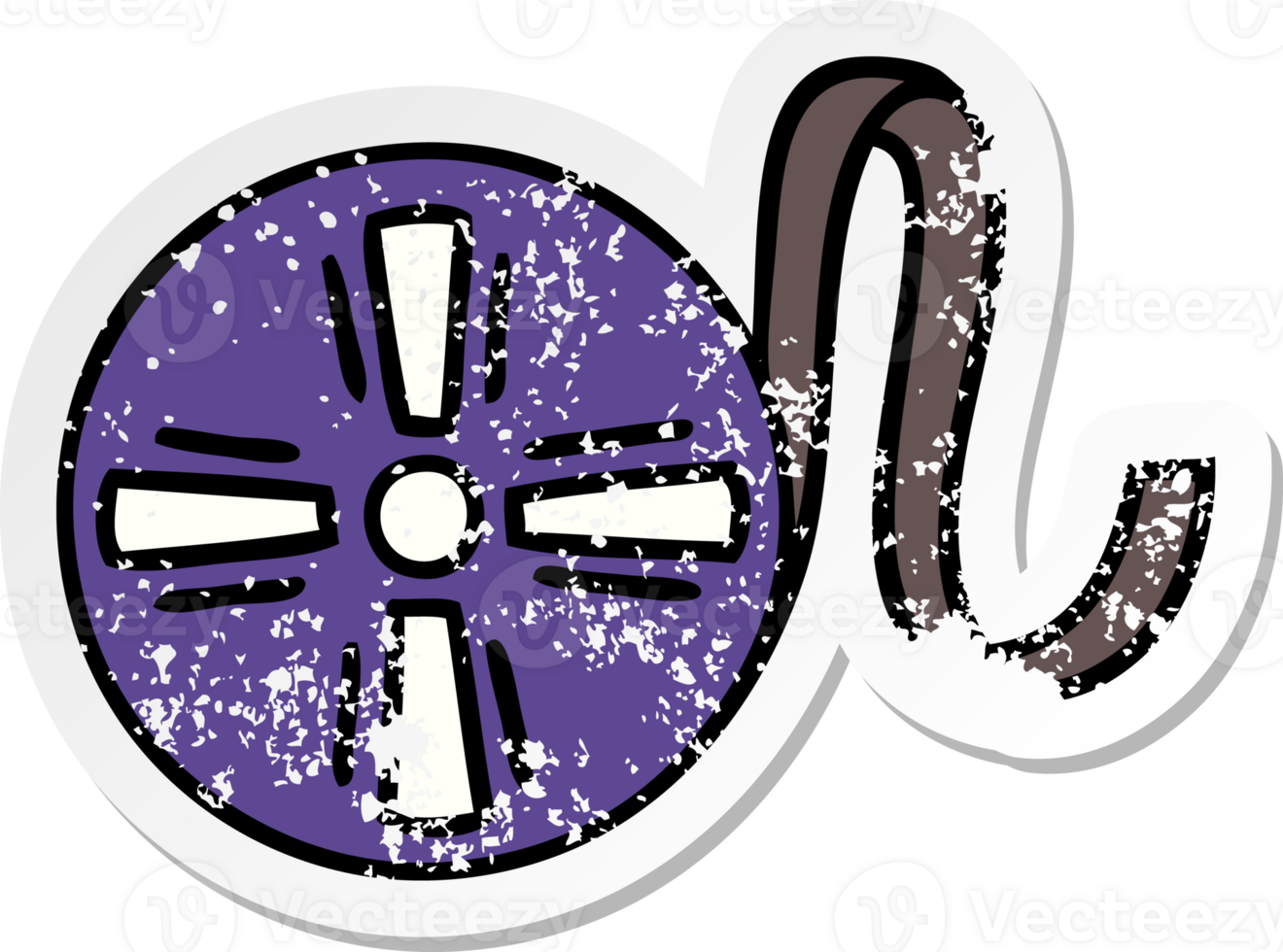 distressed sticker of a cute cartoon movie roll png