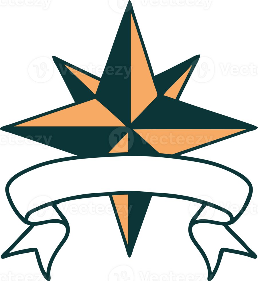 traditional tattoo with banner of a star png