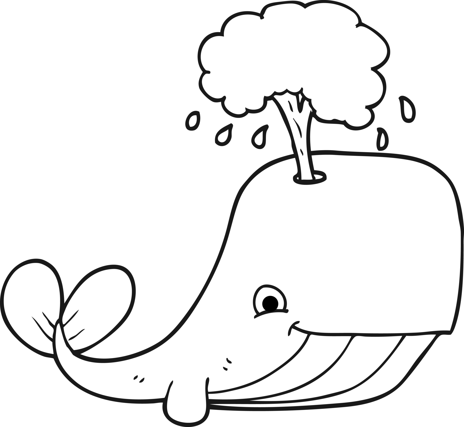 drawn black and white cartoon whale spouting water 45189271 PNG
