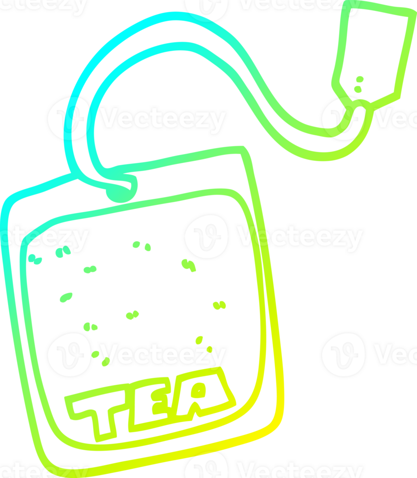 cold gradient line drawing of a cartoon tea bag png