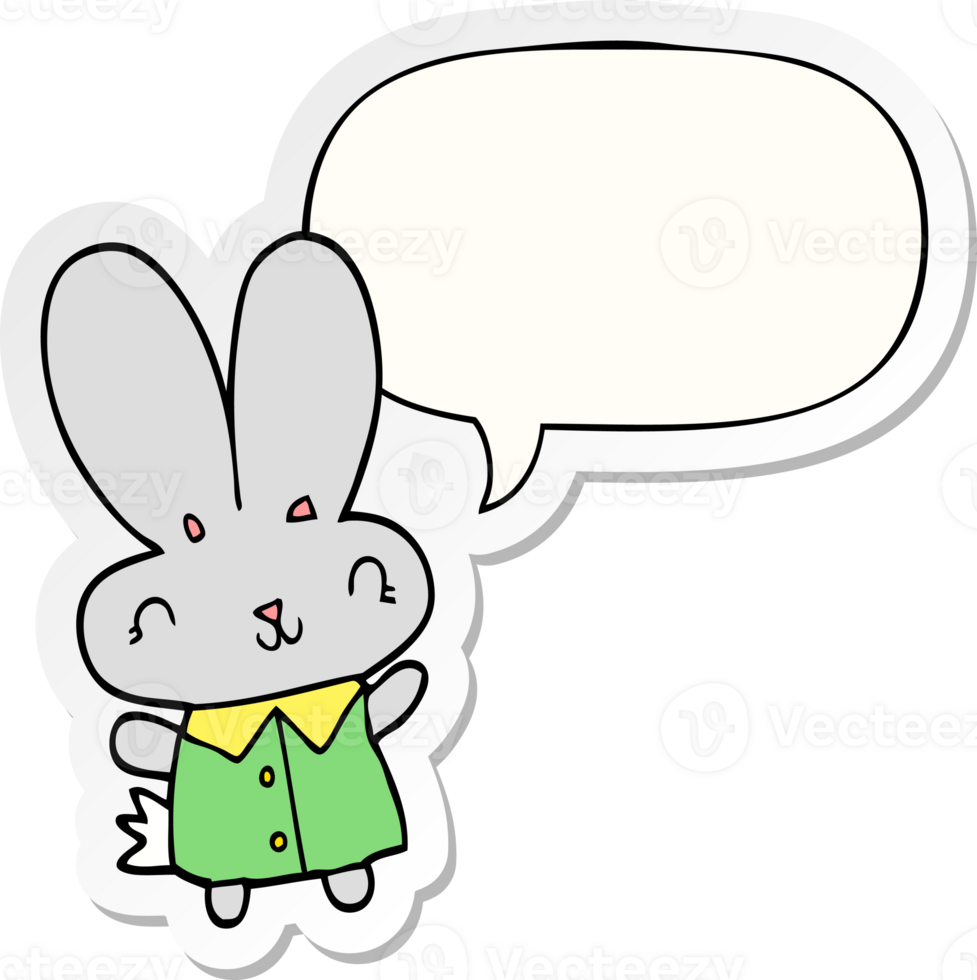 cute cartoon tiny rabbit with speech bubble sticker png