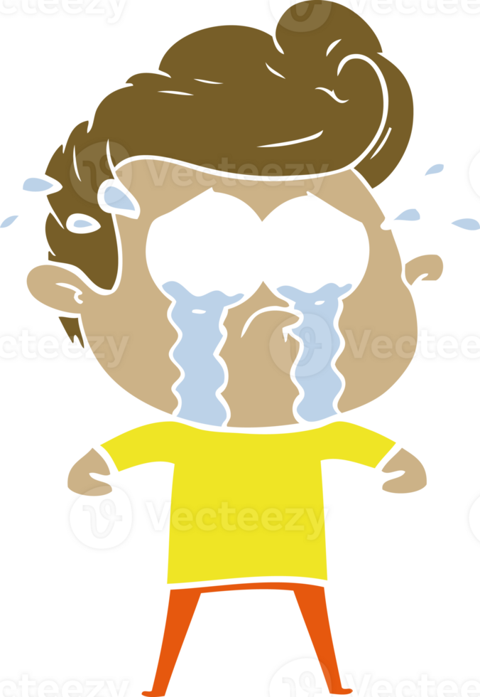 flat color style cartoon crying man png