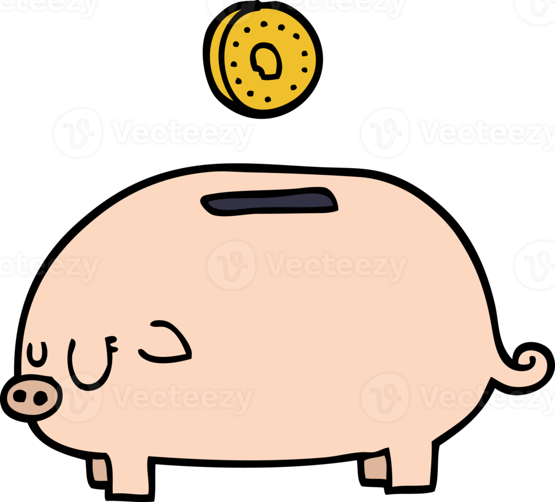cartoon doodle piggy bank png