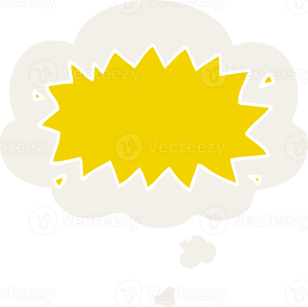 cartoon explosion symbol with thought bubble in retro style png
