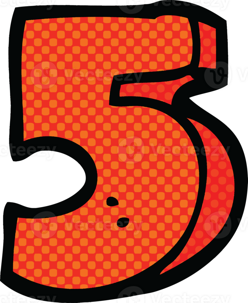 comic book style cartoon number five png