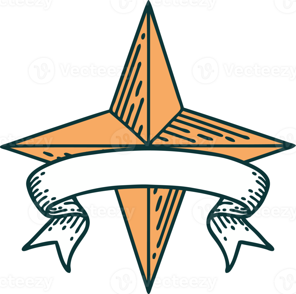 traditional tattoo with banner of a star png