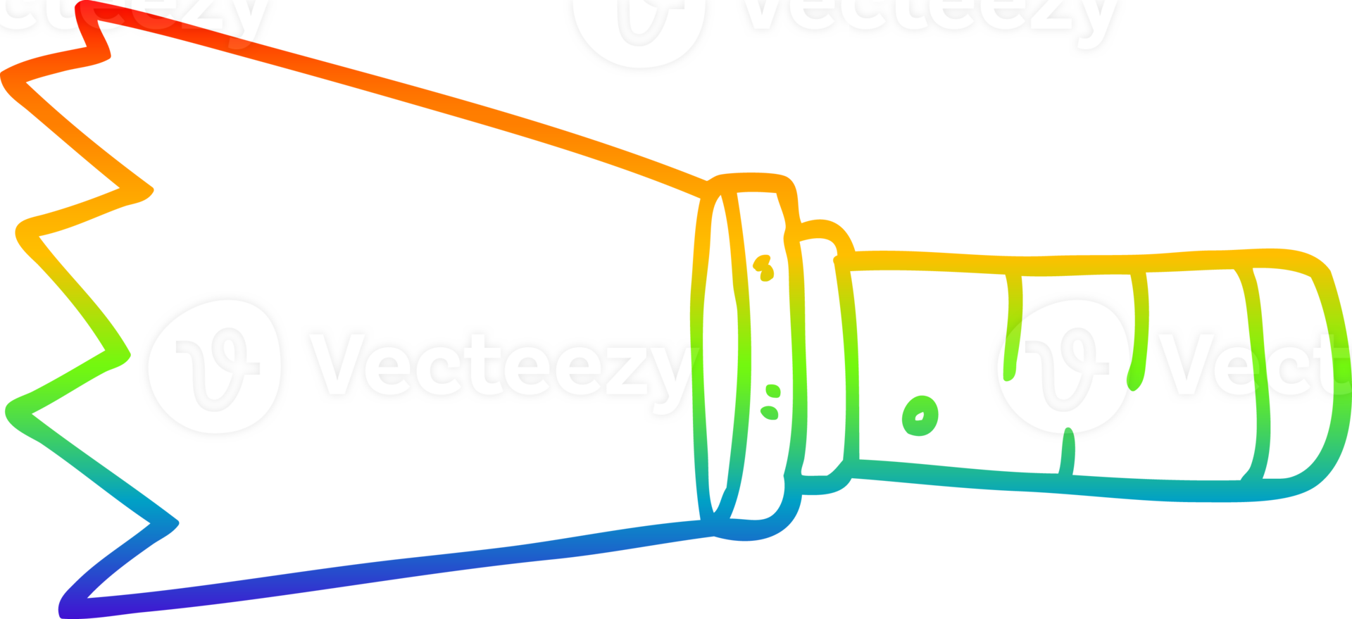 rainbow gradient line drawing of a cartoon lit torch png