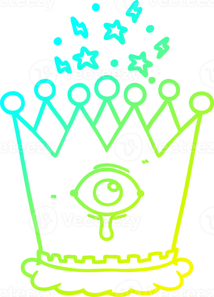 cold gradient line drawing of a cartoon magic crown png