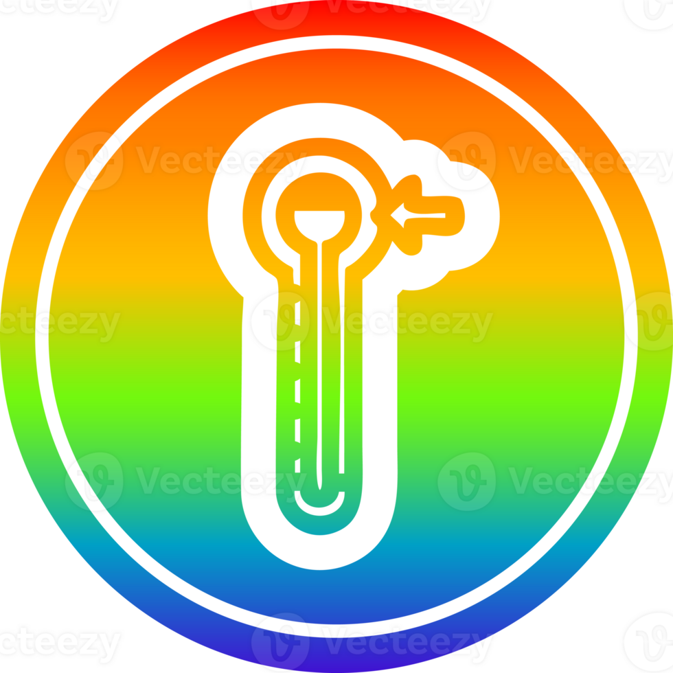 high temperature circular icon with rainbow gradient finish png