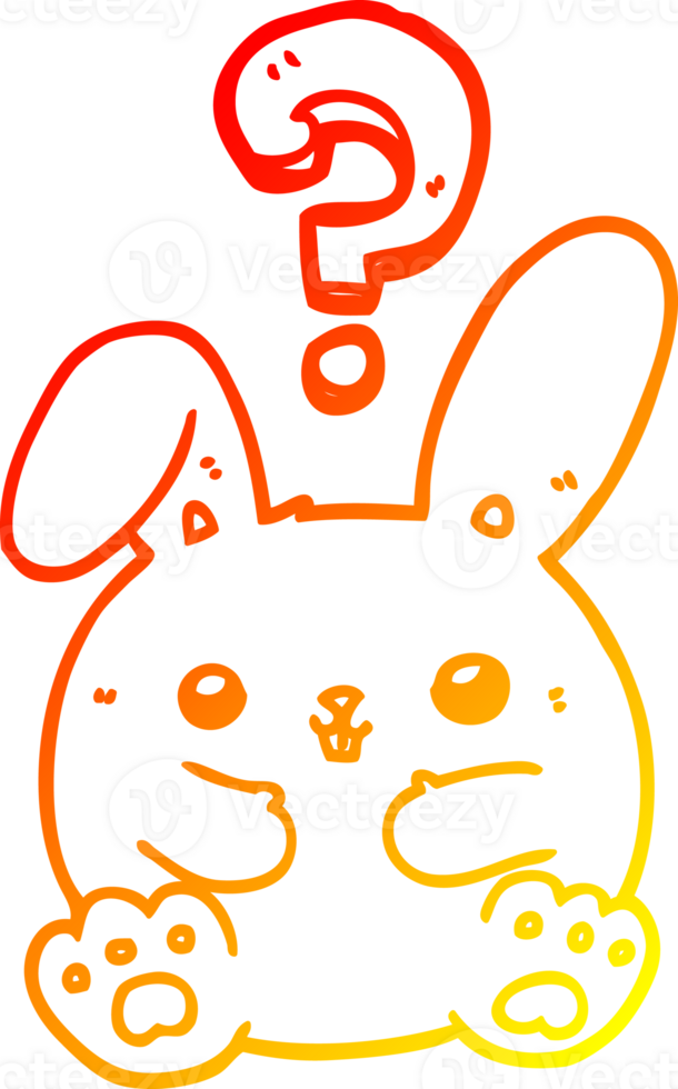warm gradient line drawing of a cartoon rabbit with question mark png