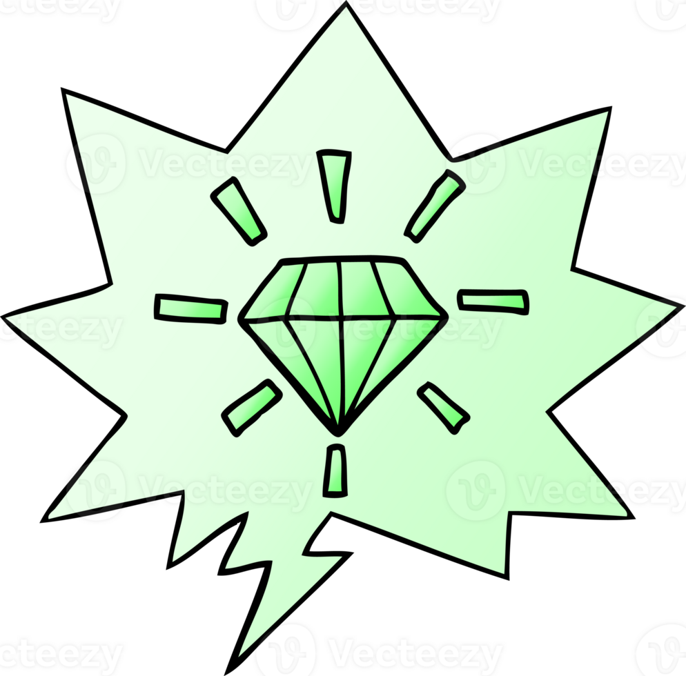 cartoon tattoo diamond with speech bubble in smooth gradient style png