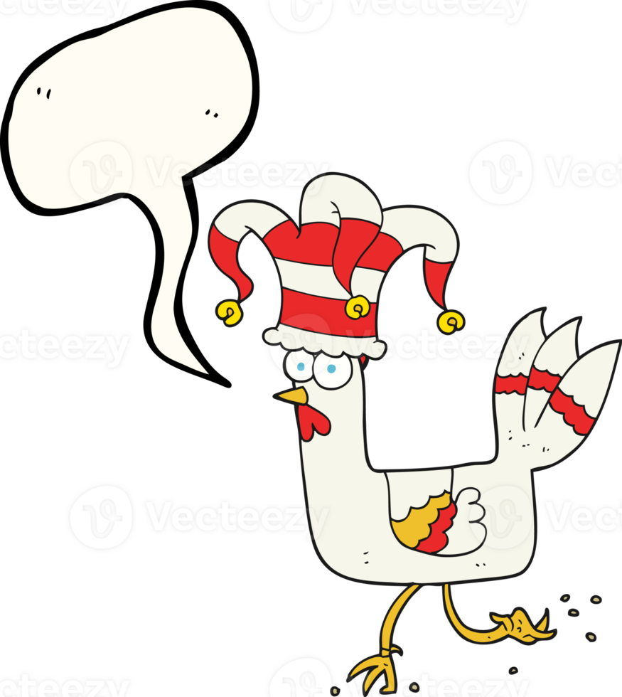 drawn speech bubble cartoon chicken running in funny hat png