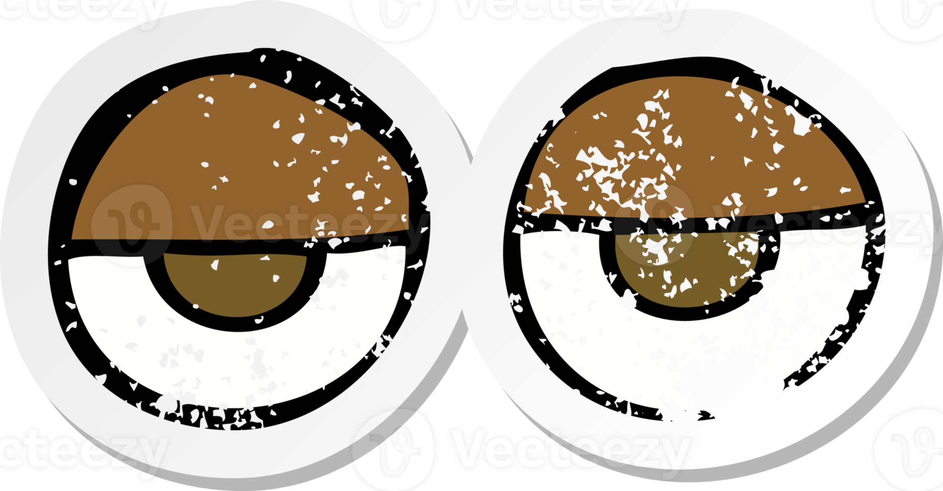 retro distressed sticker of a cartoon eyes png