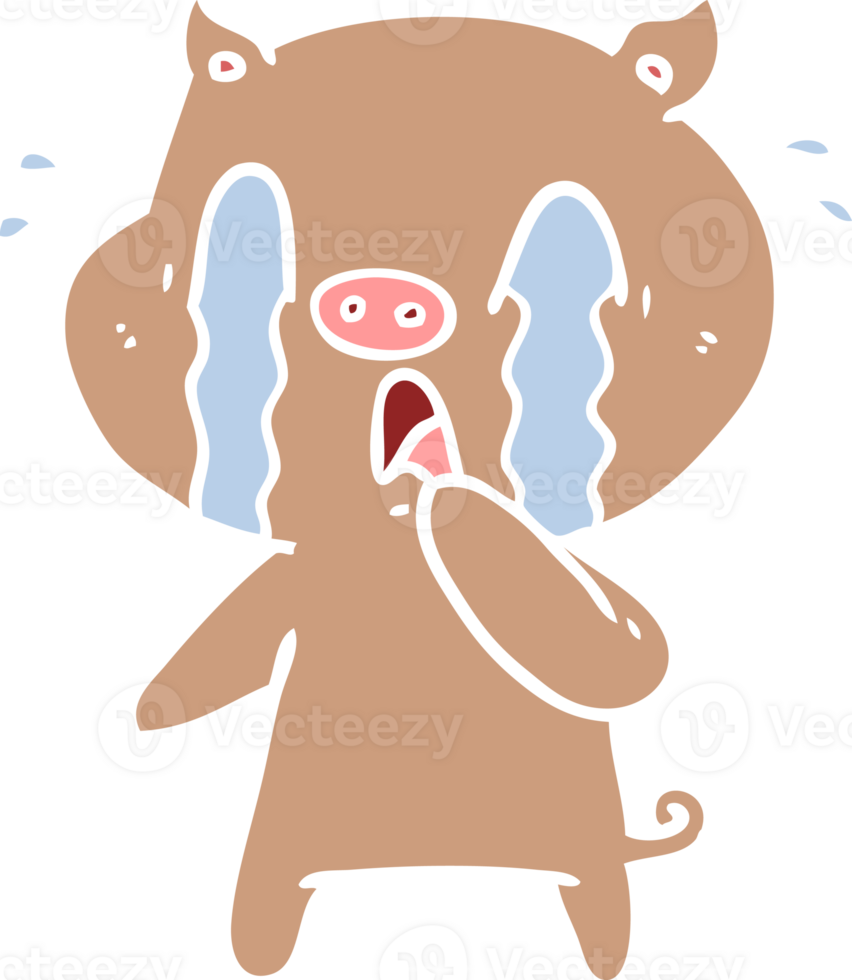 crying pig flat color style cartoon png