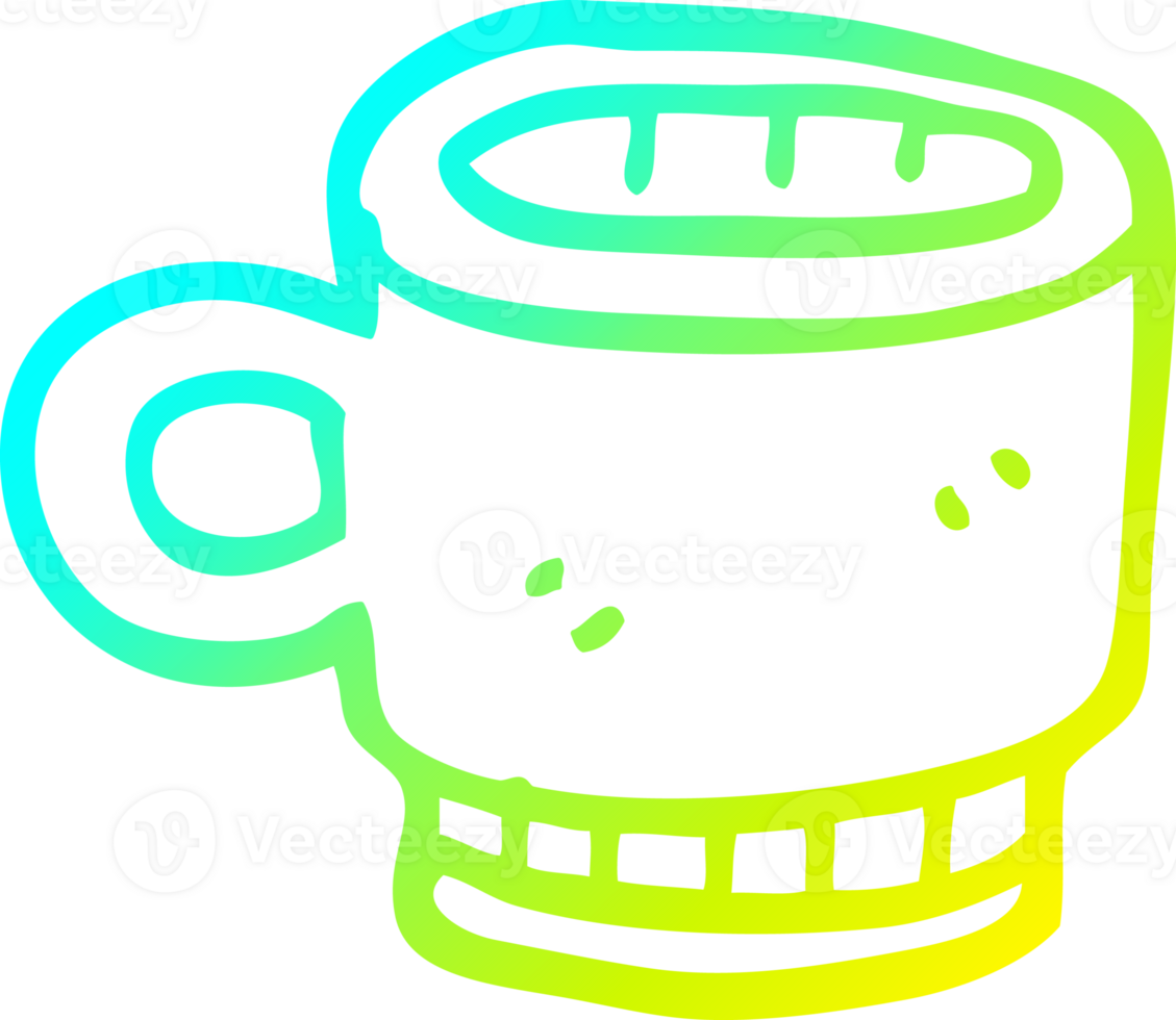cold gradient line drawing of a cartoon coffee mug png