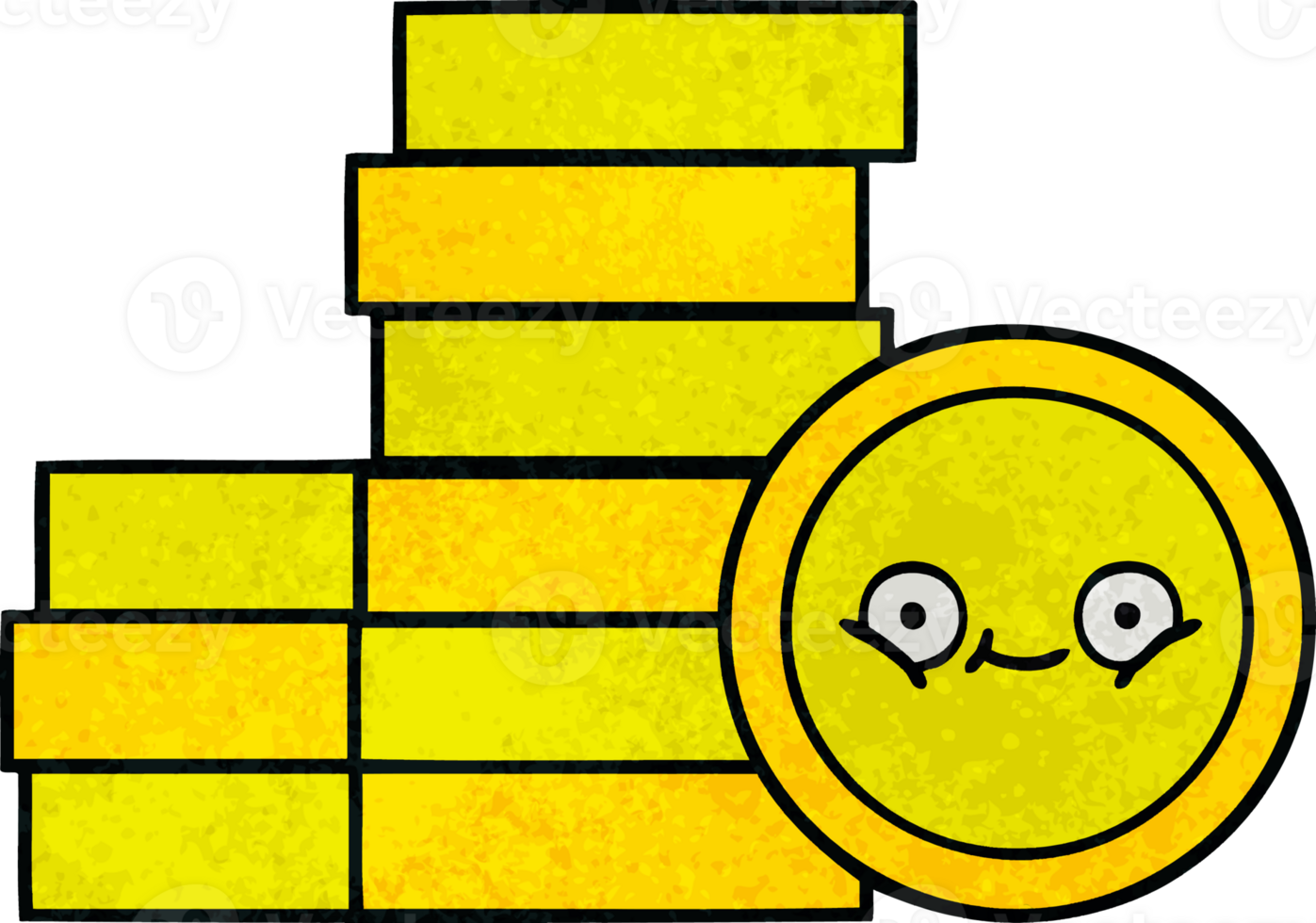 retro grunge texture cartoon of a coins png