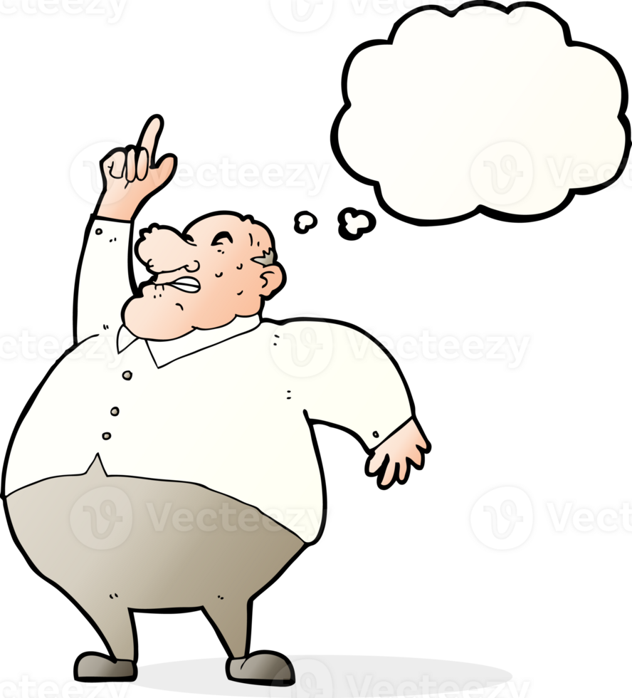 cartoon big fat boss with thought bubble png