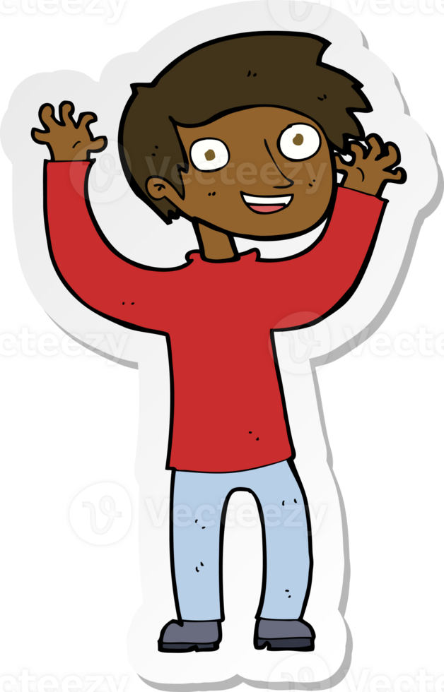 sticker of a cartoon happy man png