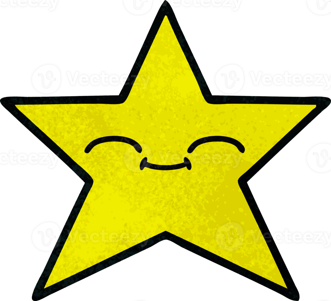 retro grunge texture cartoon of a gold star png