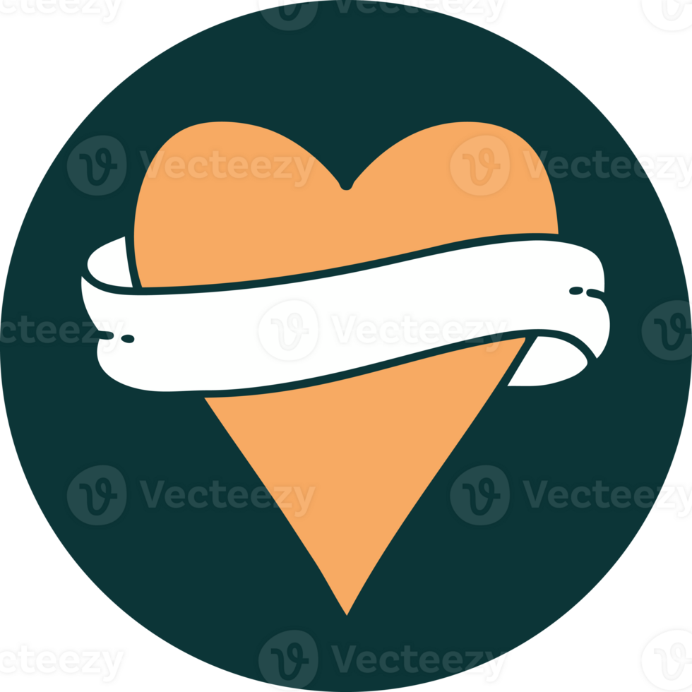 iconic tattoo style image of a heart and banner png