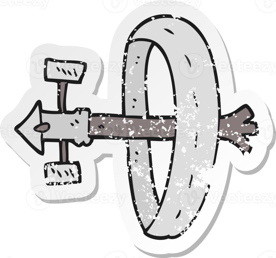 retro distressed sticker of a cartoon space station png