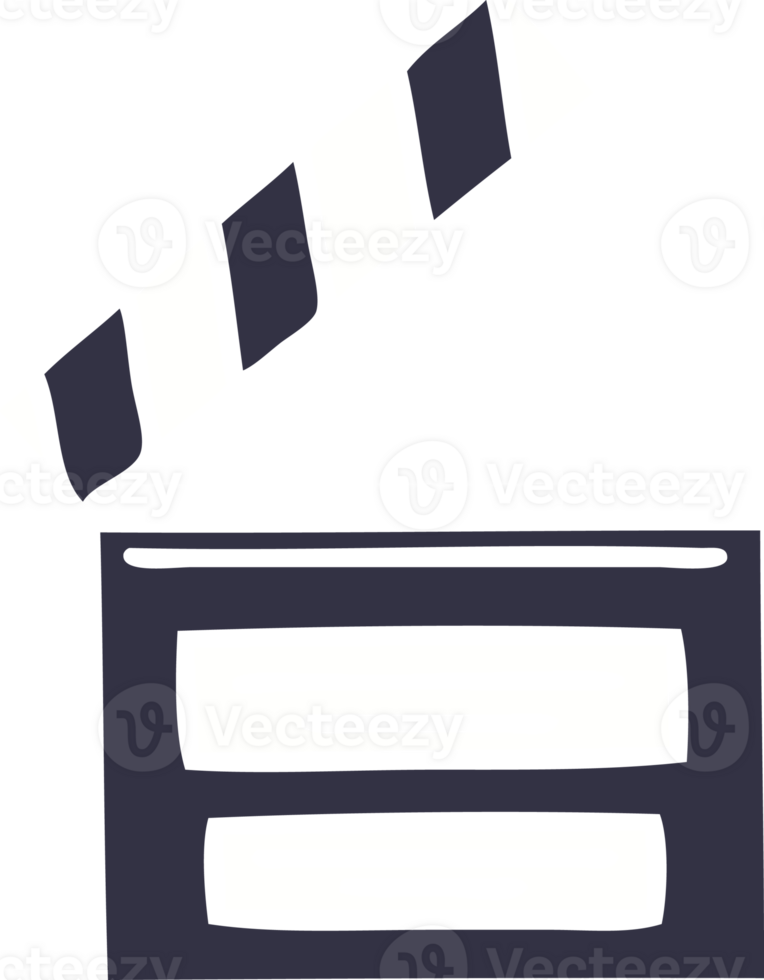 flat color retro cartoon of a film clapper board png
