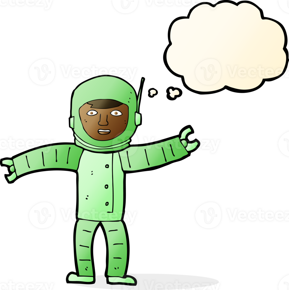 cartoon space man with thought bubble png