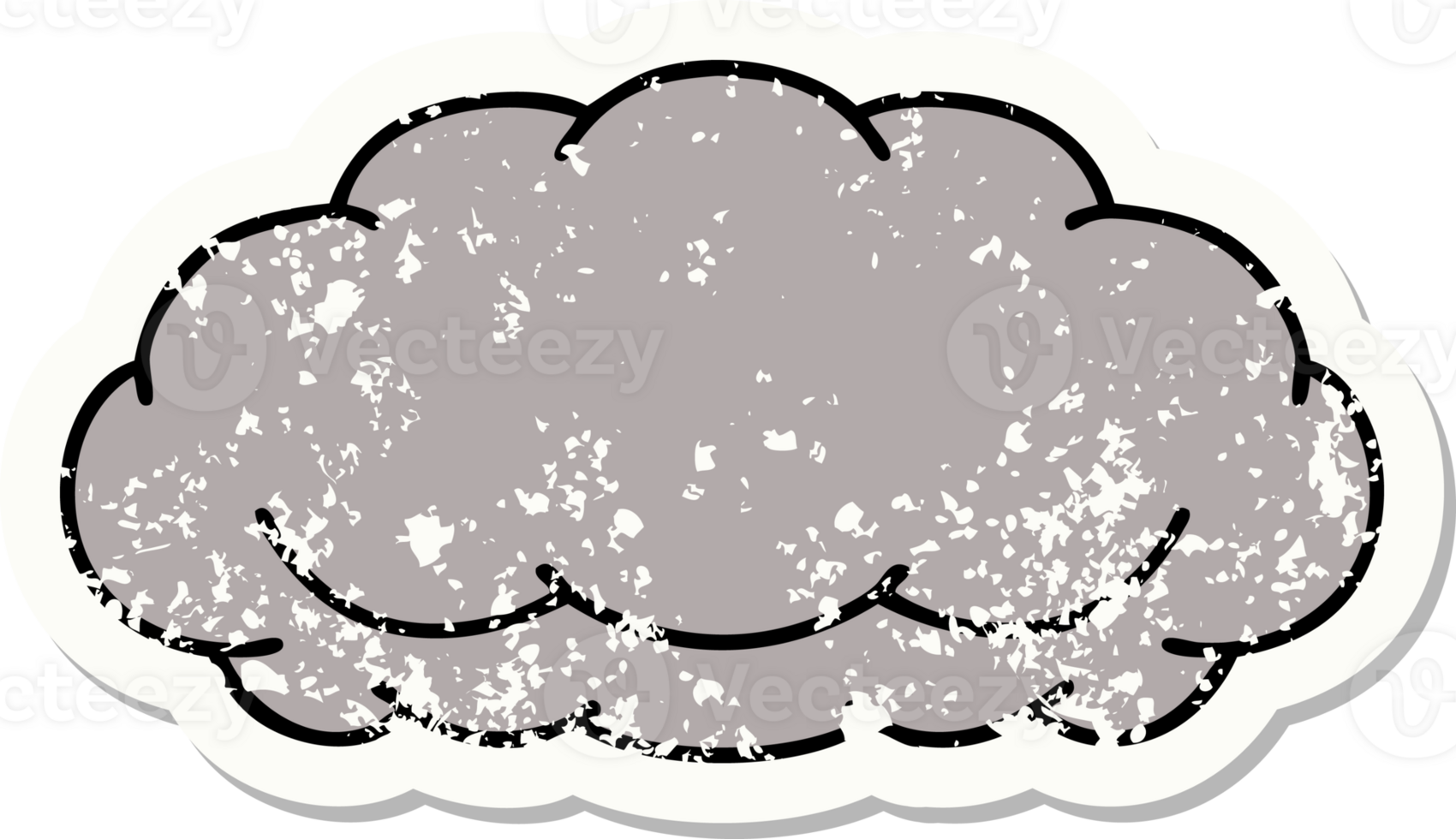 distressed sticker tattoo in traditional style of a grey cloud png