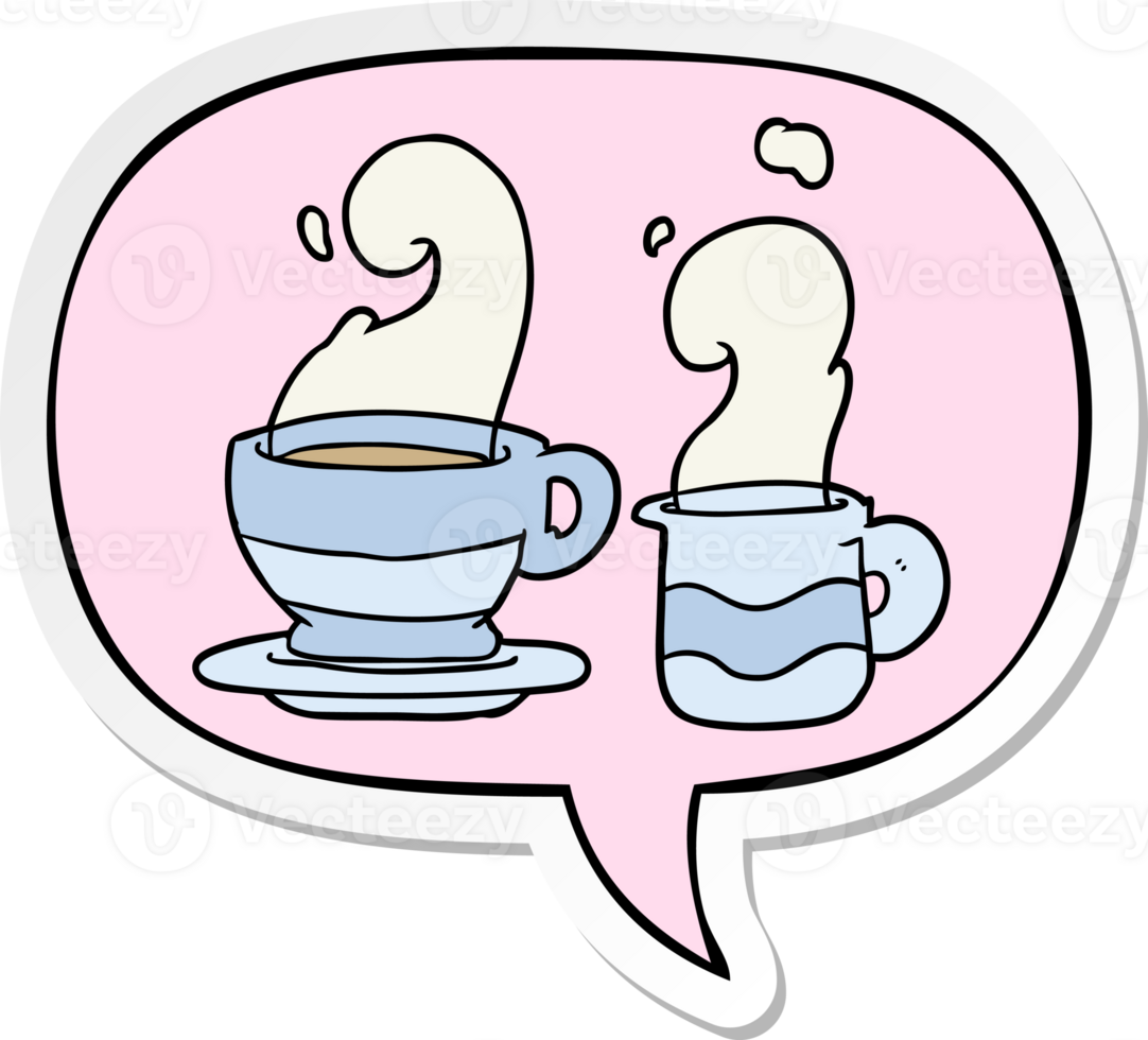 cartoon cup of coffee with speech bubble sticker png