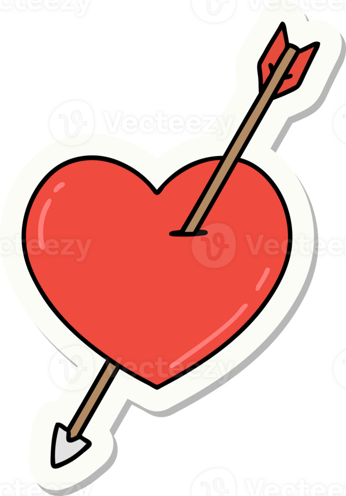 sticker of tattoo in traditional style of an arrow and heart png