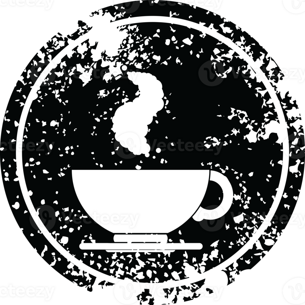 hot cup of coffee circular distressed symbol png