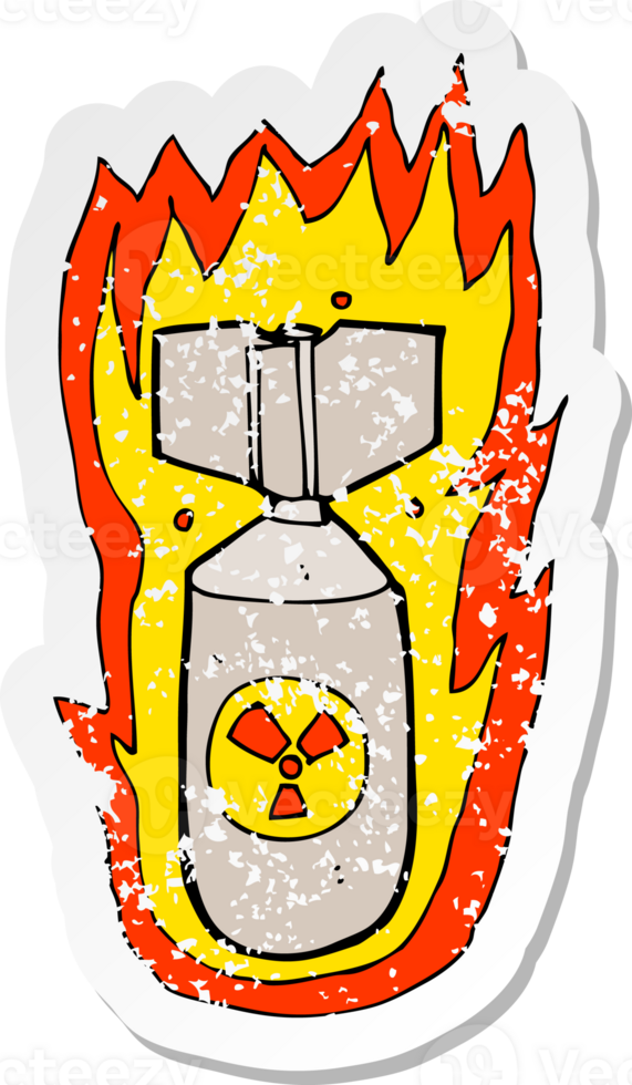 retro distressed sticker of a cartoon flaming bomb png