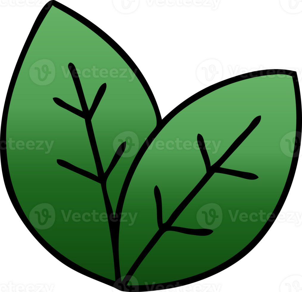 gradient shaded quirky cartoon leaves png