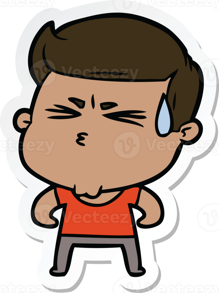 sticker of a cartoon man sweating png