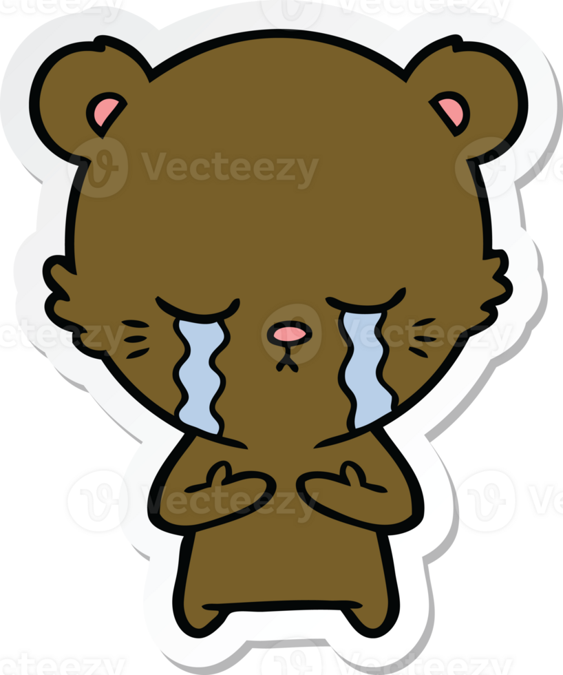 sticker of a crying cartoon bear png
