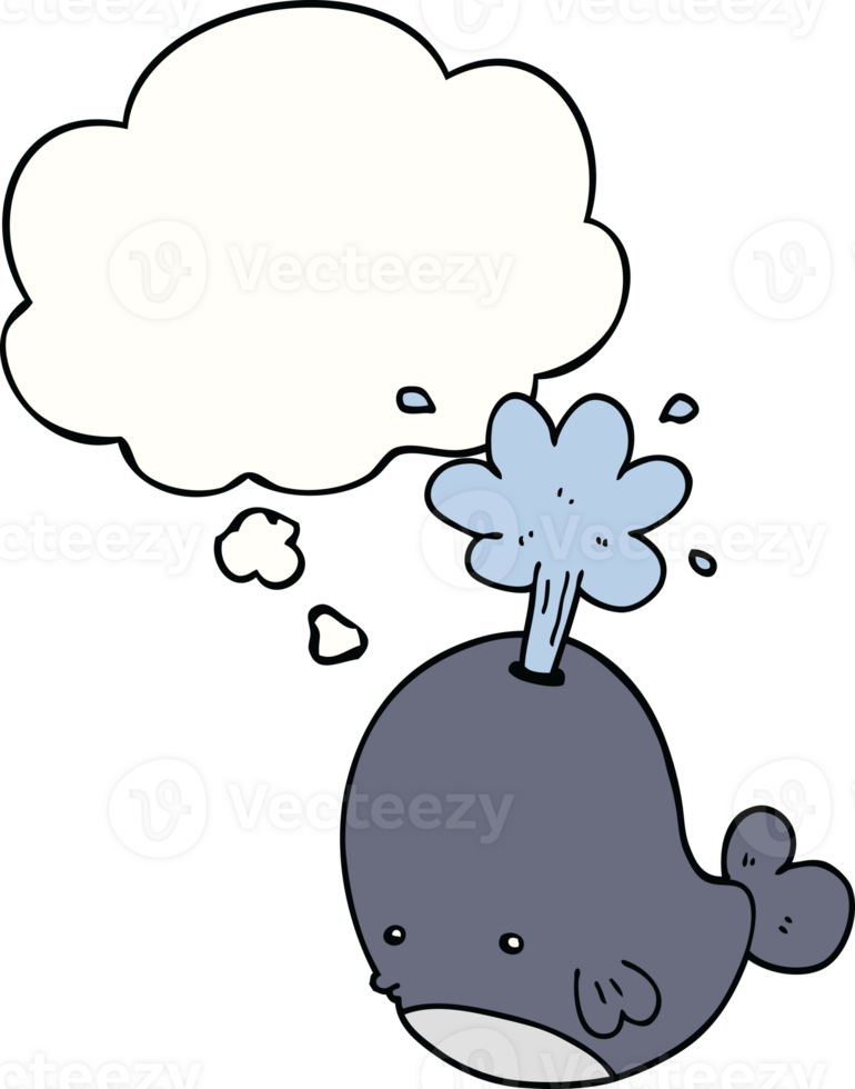 cartoon spouting whale with thought bubble png