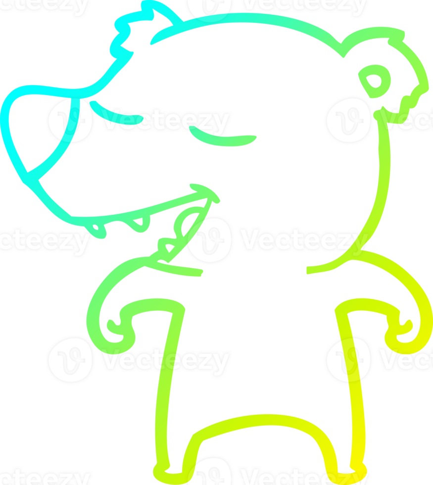 cold gradient line drawing of a cartoon bear png