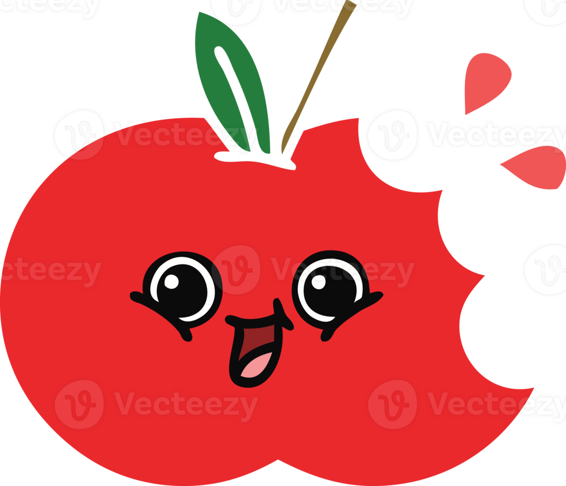 flat color retro cartoon of a red apple png
