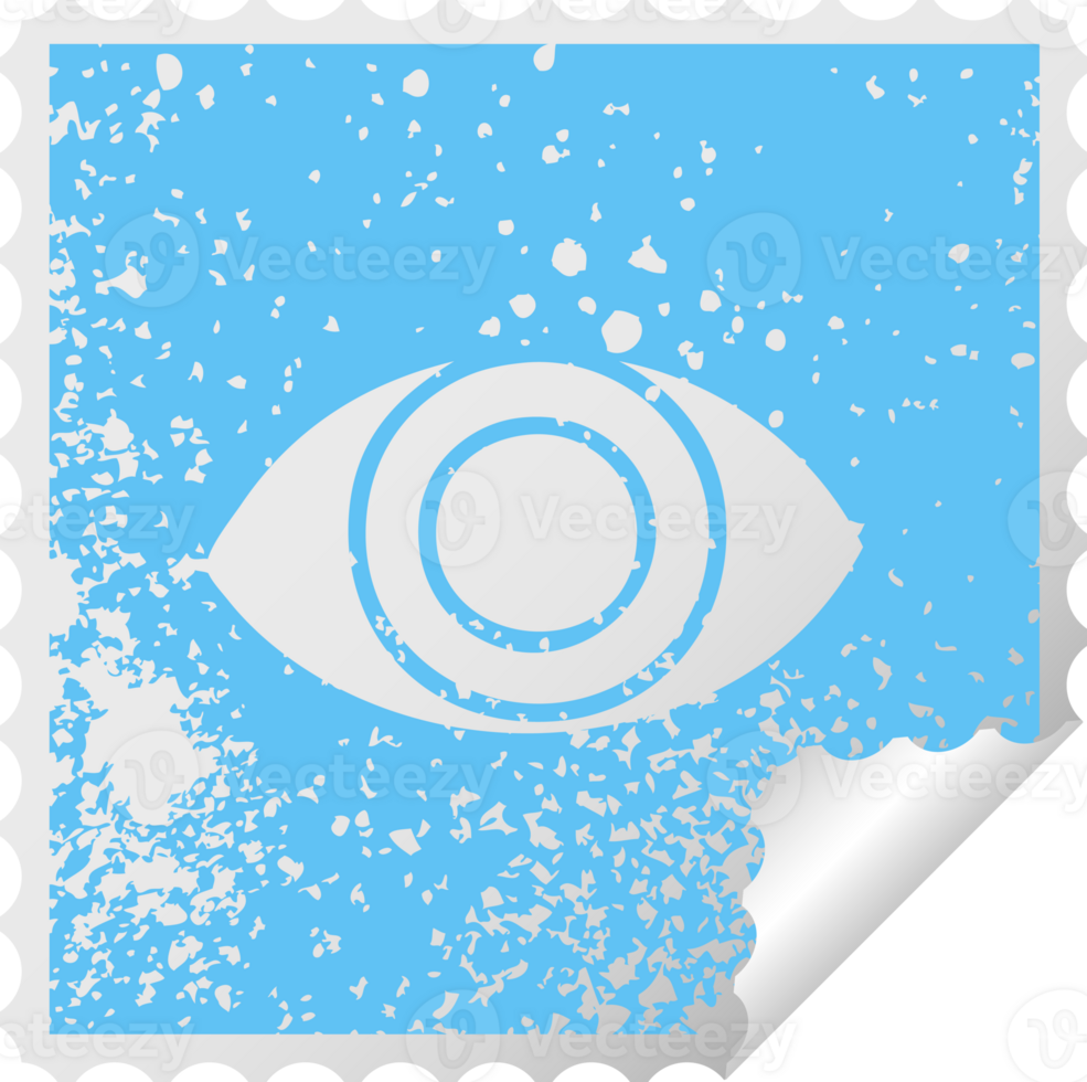 distressed square peeling sticker symbol of a eye png