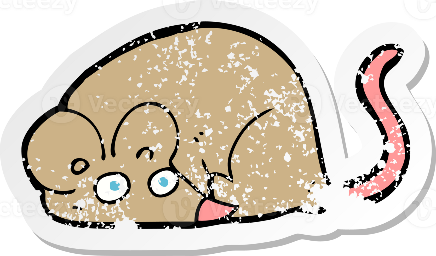 retro distressed sticker of a cartoon mouse png