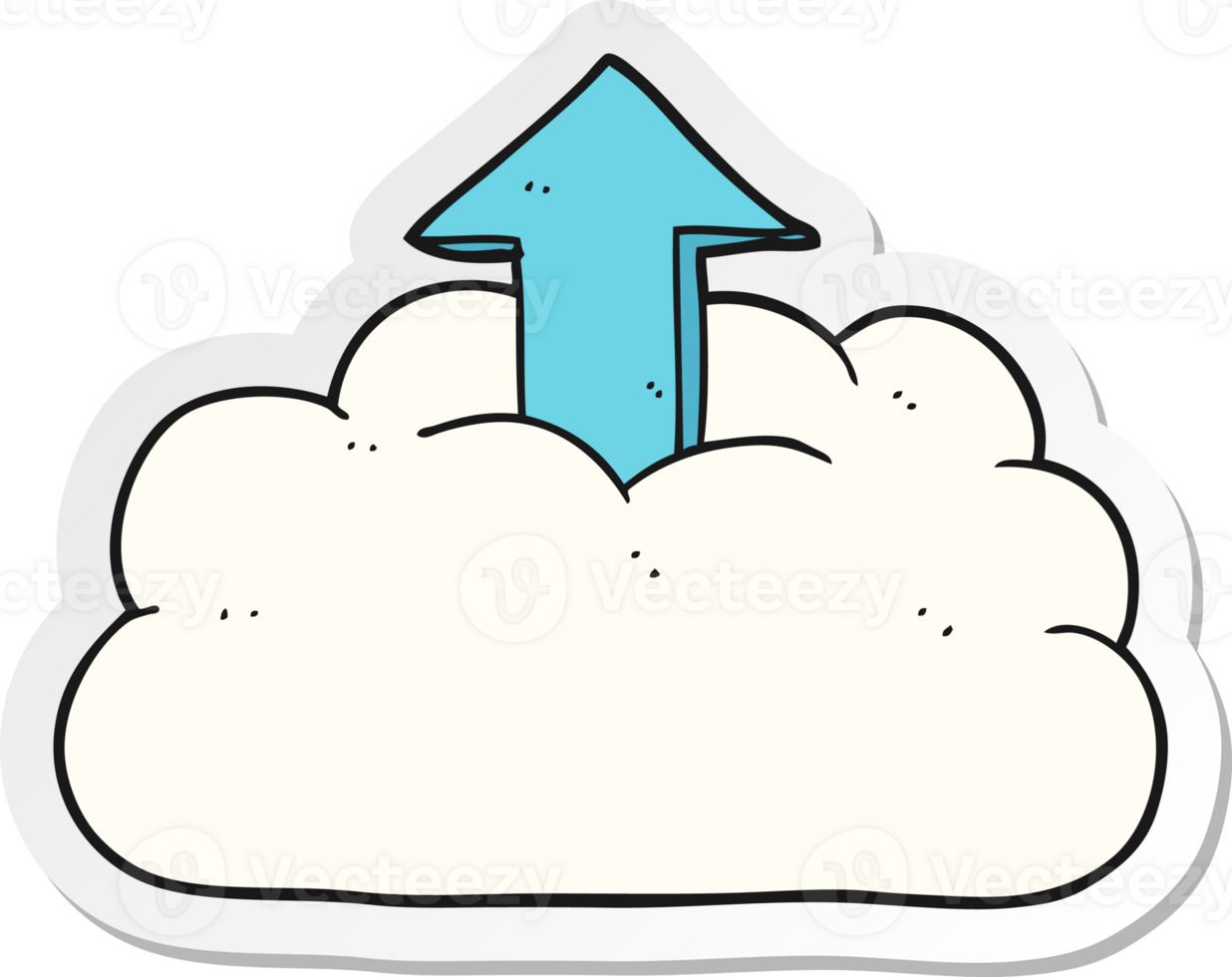 sticker of a cartoon upload to the cloud png