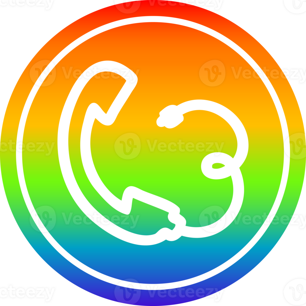 telephone handset circular icon with rainbow gradient finish png